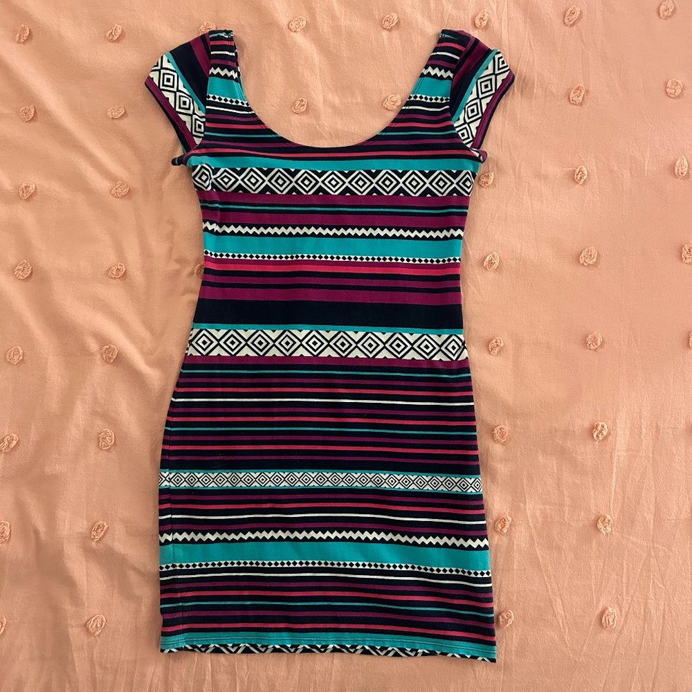 love, Fire Striped Bodycon Dress